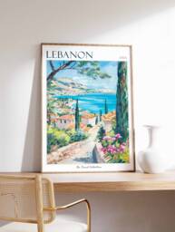 Lebanon Travel Poster Middle Eastern Landscape Art Print - thumbnail 1