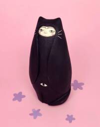 "Handmade Ceramic Cat Sculpture, Spiritual Home Decor, ""Catty Guardian" - thumbnail 1