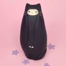 "Handmade Ceramic Cat Sculpture, Spiritual Home Decor, ""Catty Guardian" - thumbnail 2