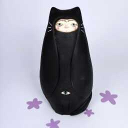 "Handmade Ceramic Cat Sculpture, Spiritual Home Decor, ""Catty Guardian" - thumbnail 3