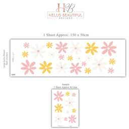 Pastel Flower Wall Decals For Girls Bedroom, Daisy Nursery Stickers, Boho Decor, Peel & Stick Floral Art - thumbnail 2