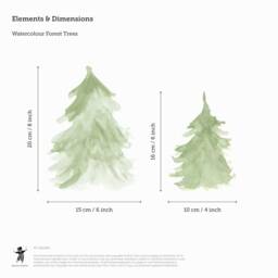 Watercolour Forest Trees Fabric Wall Stickers - Removable & Reusable - thumbnail 2