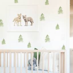 Watercolour Forest Trees Fabric Wall Stickers - Removable & Reusable - thumbnail 1