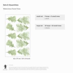 Watercolour Forest Trees Fabric Wall Stickers - Removable & Reusable - thumbnail 3