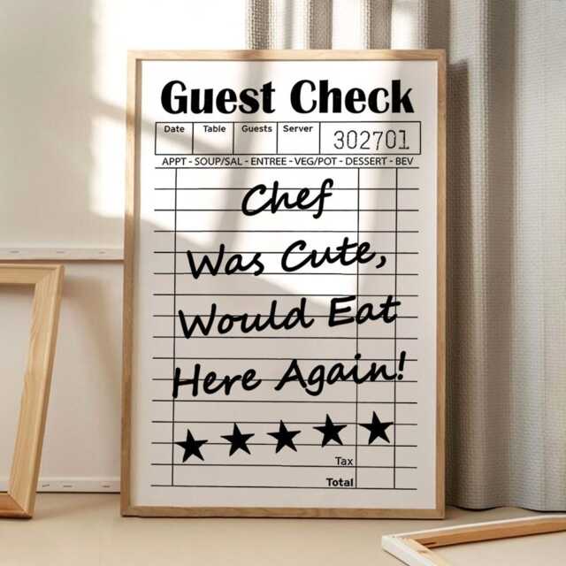 Chef Was Cute Would Eat Here Again Art Canvas Poster, Kitchen Aesthetic Decor, Retro Home Printed Gift - image 1