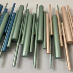 Unique Wood Wall Decor - Painted Metallic Sage, Blue & Champagne Gold Dowels - thumbnail 3