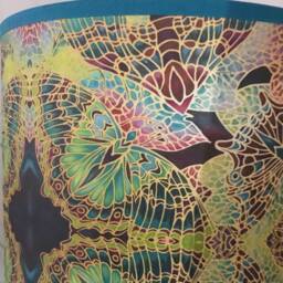 Richly Coloured Teal Butterfly Repeat Table Lamp Shade - Mosaic Bohemian Look Art Lampshade Ceiling Light - thumbnail 2