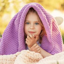 100% Alpaca Wool Baby Blanket, Soft Warm Plaid Throw, Purple Pink Border Trim - thumbnail 3