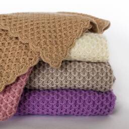 100% Alpaca Wool Baby Blanket, Soft Warm Plaid Throw, Purple Pink Border Trim - thumbnail 2