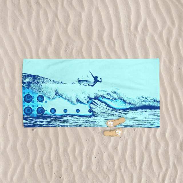 Surf Art Beach Towel Surfer Gift, Original Design - 70x35 - image 1