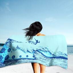 Surf Art Beach Towel Surfer Gift, Original Design - 70x35 - thumbnail 2