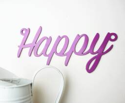 Metal Happy Sign - 3mm Mild Steel Wall Decor - thumbnail 1