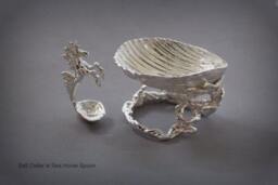 sterling Silver Salt Cellar With Sea Horse Spoon - thumbnail 3