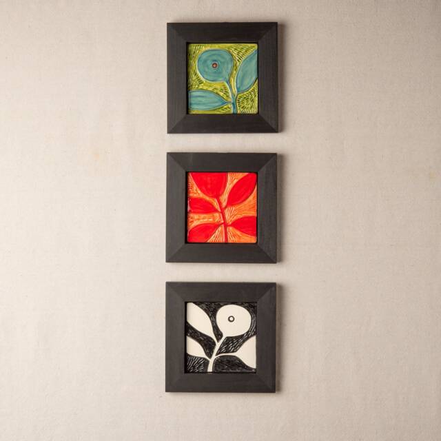 Midcentury Style Ceramic Wall Art - One - Choose From 3 Patterns, Square Art, Framed Made To Order Retro Spring - image 1