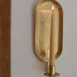 Brass Wall Candle Sconce, Taper Holder, Oval Metal Sconce Gold - thumbnail 3