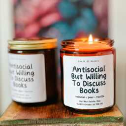 Anti-Social But Willing To Discuss Books Vanilla & Caramel Scented Candle, Bookish Candle