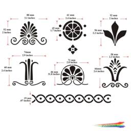 Greek Decorative Motifs Stencil #2 , For Walls, Art & Furniture. St36 - thumbnail 2