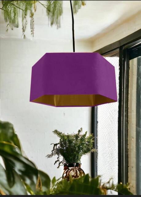 New Luxury Premium Quality Lavender Purple Hexagon Velvet Lamp Shade Pendant Light With Metallic Lining - image 1