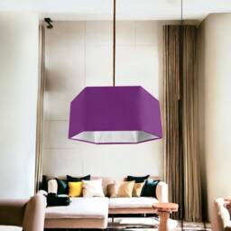New Luxury Premium Quality Lavender Purple Hexagon Velvet Lamp Shade Pendant Light With Metallic Lining - thumbnail 2