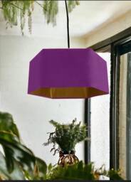 New Luxury Premium Quality Lavender Purple Hexagon Velvet Lamp Shade Pendant Light With Metallic Lining - thumbnail 1