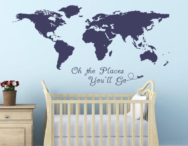 Oh The Places You Go World Map Sticker Decals Home Decor Art Cool Wall Stick On Wall By Decalisland-Realistic Map Sd 017 - image 1