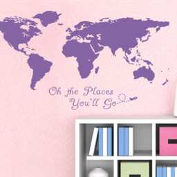 Oh The Places You Go World Map Sticker Decals Home Decor Art Cool Wall Stick On Wall By Decalisland-Realistic Map Sd 017 - thumbnail 2