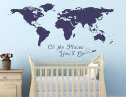 Oh The Places You Go World Map Sticker Decals Home Decor Art Cool Wall Stick On Wall By Decalisland-Realistic Map Sd 017 - thumbnail 1