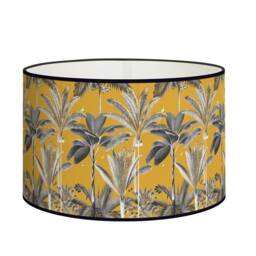 Black & White Palm Tree Lampshade On Yellow Background - Vibrant Contrast For A Vintage Look - thumbnail 1