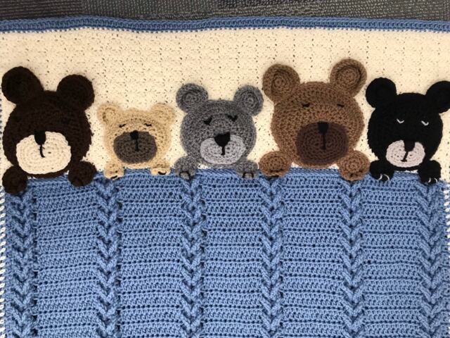 Night Sleeping Teddy Bears Baby Afghan Blanket - image 1