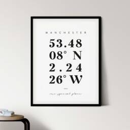 Custom Wedding Gift For Couple - Personalised Location Coordinates Print Anniversary Or Wedding Present Framed, Printed Or Digital - thumbnail 3