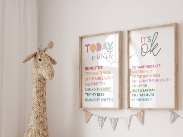 2 Positive Affirmations Prints, Educational Posters, Girls Bedroom Decor, Wall Art, Self Love, Kids Motivational Rainbow - image 1