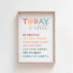 2 Positive Affirmations Prints, Educational Posters, Girls Bedroom Decor, Wall Art, Self Love, Kids Motivational Rainbow - thumbnail 2
