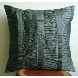 "Art Silk Dark Gray Couch Pillow 16""x16" - thumbnail 3