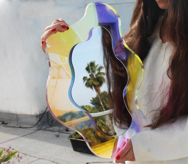 Mini Or Small Wiggly Life Reflector - Wavy Acrylic Mirror Wiggly Amorphic Retro Object - image 1