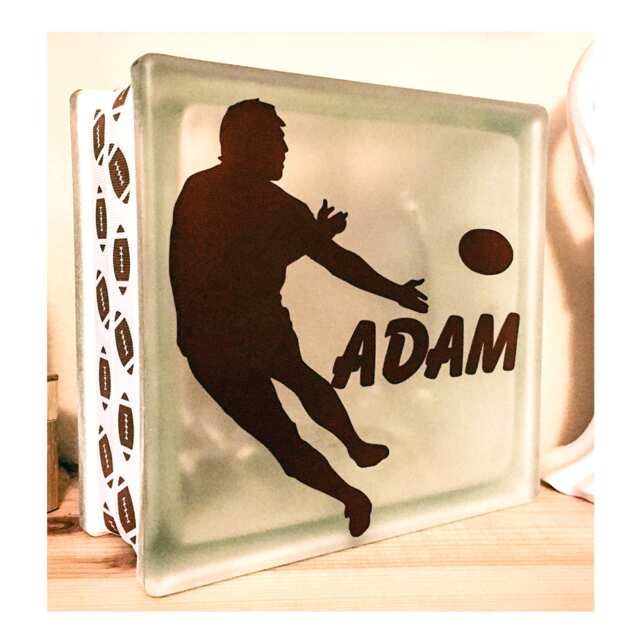 Rugby Player Nightlight, Sports Glass Light Block, Sportsman Gift, Personalised Option - image 1