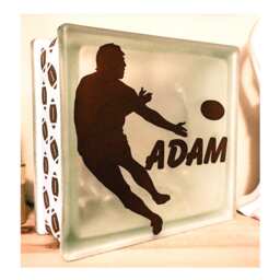 Rugby Player Nightlight, Sports Glass Light Block, Sportsman Gift, Personalised Option