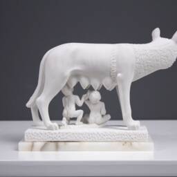 Capitoline Rome Wolf Statue - Romulus & Remus With She-Wolf Animal Sculpture - 15 cm/5.9 Inch - thumbnail 3