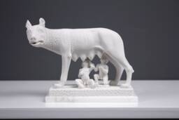 Capitoline Rome Wolf Statue - Romulus & Remus With She-Wolf Animal Sculpture - 15 cm/5.9 Inch
