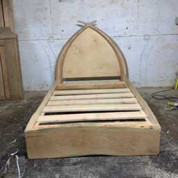 Reclaimed Driftwood Arc Bed - Spalted Beech Gothic Arch Headboard Handmade Wooden King Double Wales UK - thumbnail 3