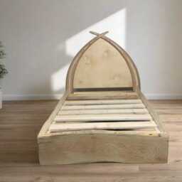Reclaimed Driftwood Arc Bed - Spalted Beech Gothic Arch Headboard Handmade Wooden King Double Wales UK - thumbnail 2