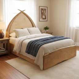 Reclaimed Driftwood Arc Bed - Spalted Beech Gothic Arch Headboard Handmade Wooden King Double Wales UK - thumbnail 1