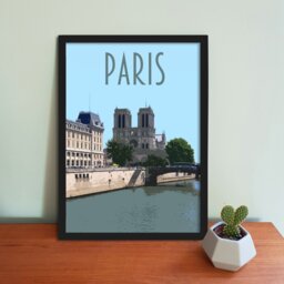 Paris Travel Poster - Retro Style Notre Dame Art Print - thumbnail 1