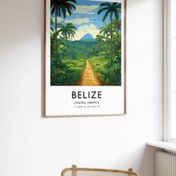 Belize Travel Poster Caribbean Landscape Art Print - thumbnail 2