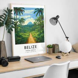 Belize Travel Poster Caribbean Landscape Art Print - thumbnail 3
