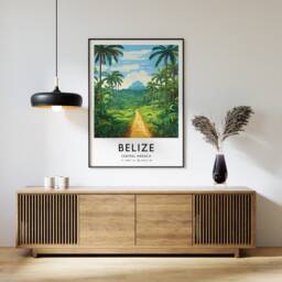 Belize Travel Poster Caribbean Landscape Art Print - thumbnail 1