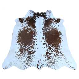 Authentic Medium Dark Brown & White Cowhide Rug - Luxurious Hair-On Leather For Sophisticated Spaces - 50x48 Inches - thumbnail 1