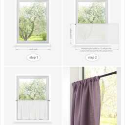 Rod Pocket Curtains, Linen Short Semi Sheer Cafe Panel, Bathroom Drapery, Sink Skirt, Light Filtering Privacy Curtains - thumbnail 2