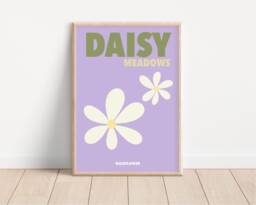 Daisy Meadows Abstract Print - Bohemian Poster, Wildflower, Fashion Print, On Trend Art, Flower Retro Book Cover, Nature - thumbnail 1
