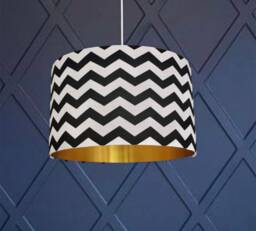 New Luxury Handmade By Order Zigzag Infinite Chevron Black White Lining Lamp Shade Pendant With Metallic Linings For All Purpose - thumbnail 1