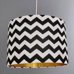 New Luxury Handmade By Order Zigzag Infinite Chevron Black White Lining Lamp Shade Pendant With Metallic Linings For All Purpose - thumbnail 3